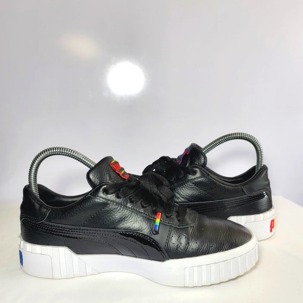 Puma Womens size 8 Cali Black Rainbow sneakers.